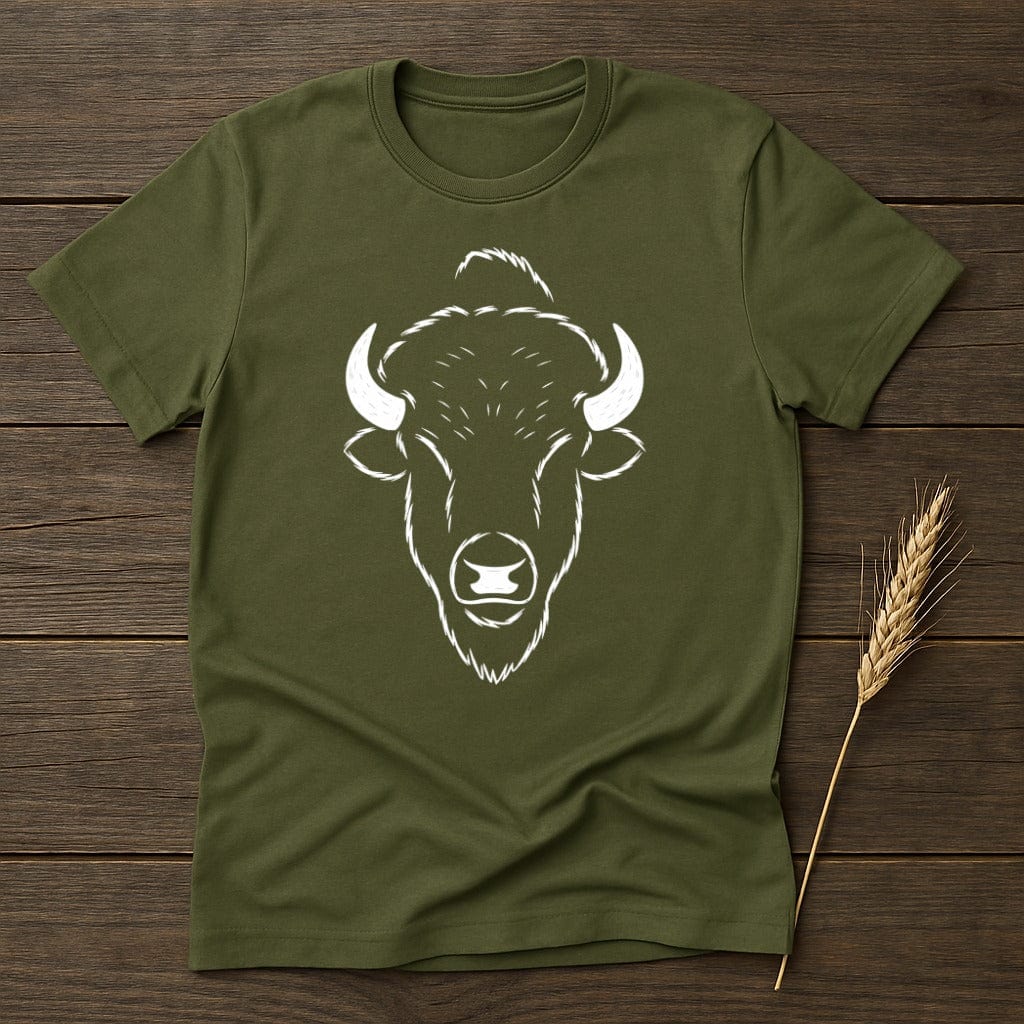 MyDesigns Physical Item S / Military Green Stylized Bison Head T-Shirt