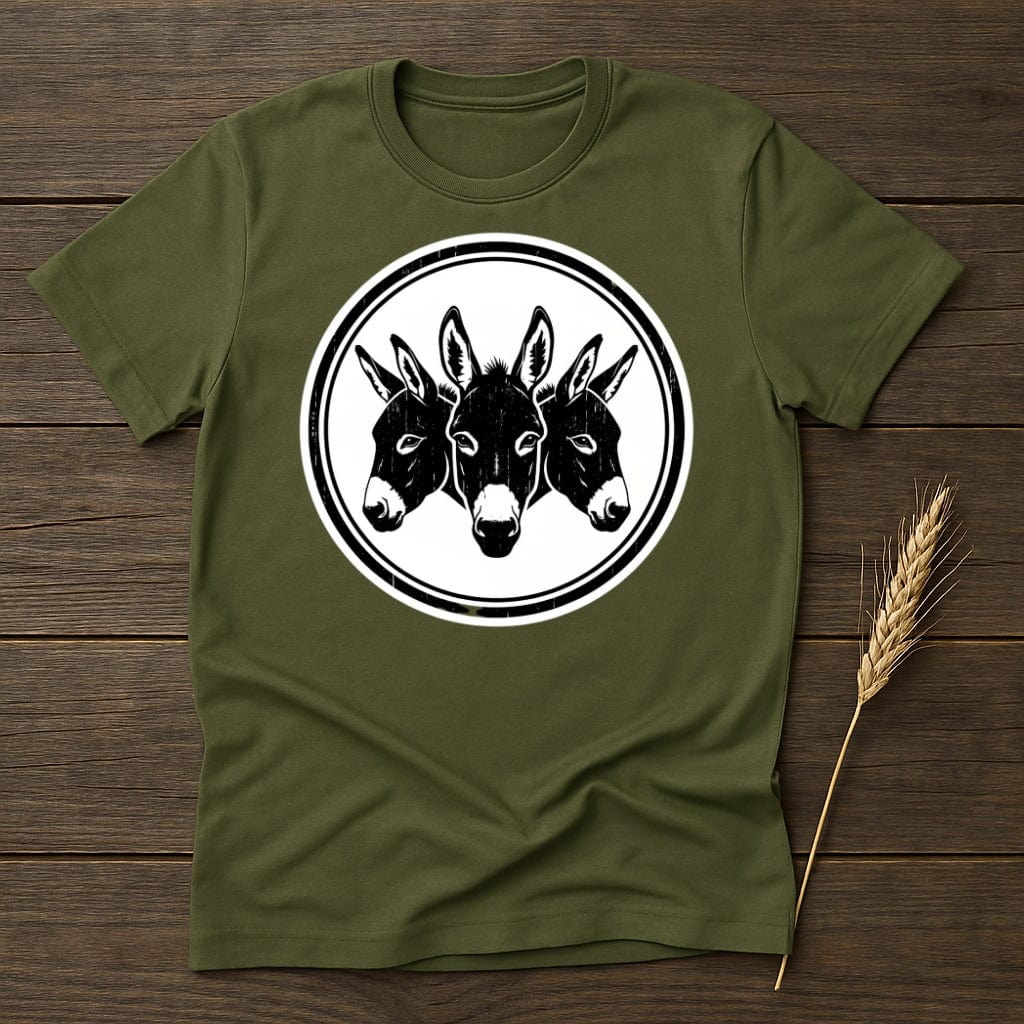 MyDesigns Physical Item S / Military Green Triple Headed Donkey Logo T-Shirt