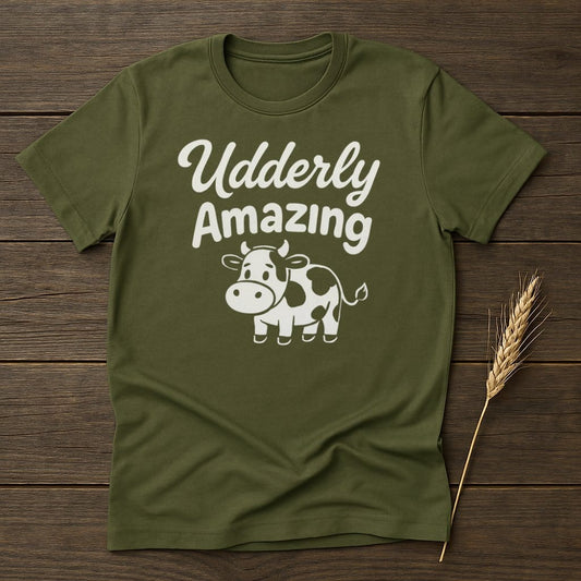 MyDesigns Physical Item S / Military Green Udderly Amazing Cow T-Shirt