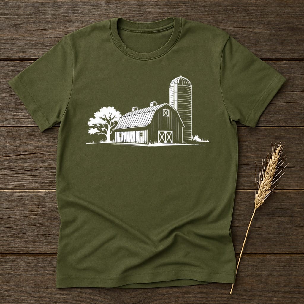 MyDesigns Physical Item S / Military Green Vintage Farm Barn T-Shirt