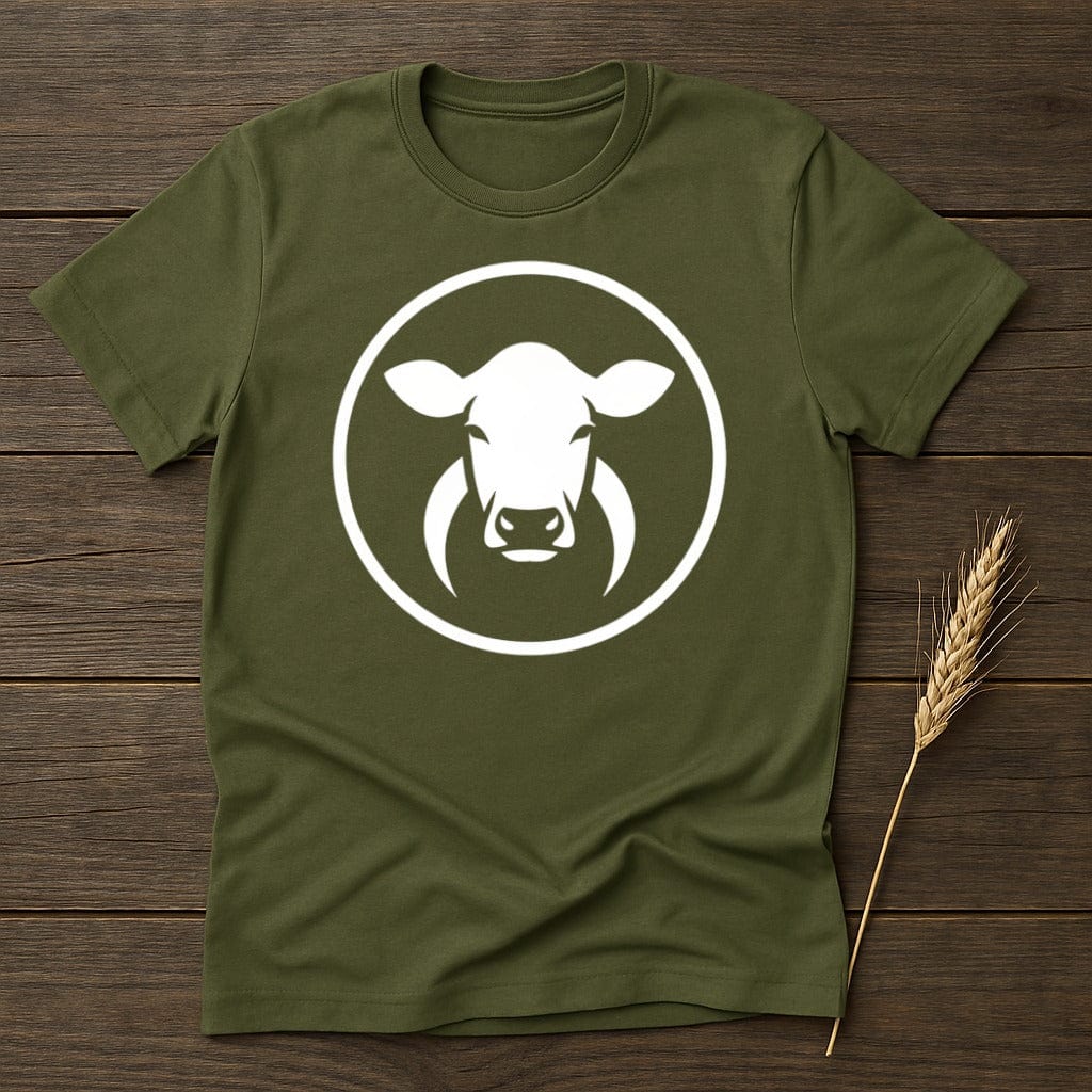 MyDesigns Physical Item S / Military Green White Cow Logo T-Shirt
