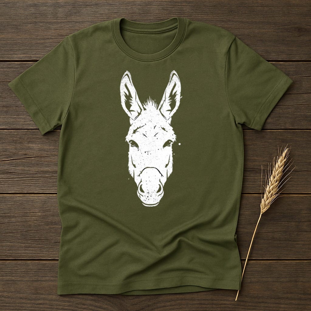 MyDesigns Physical Item S / Military Green White Donkey Illustration T-Shirt