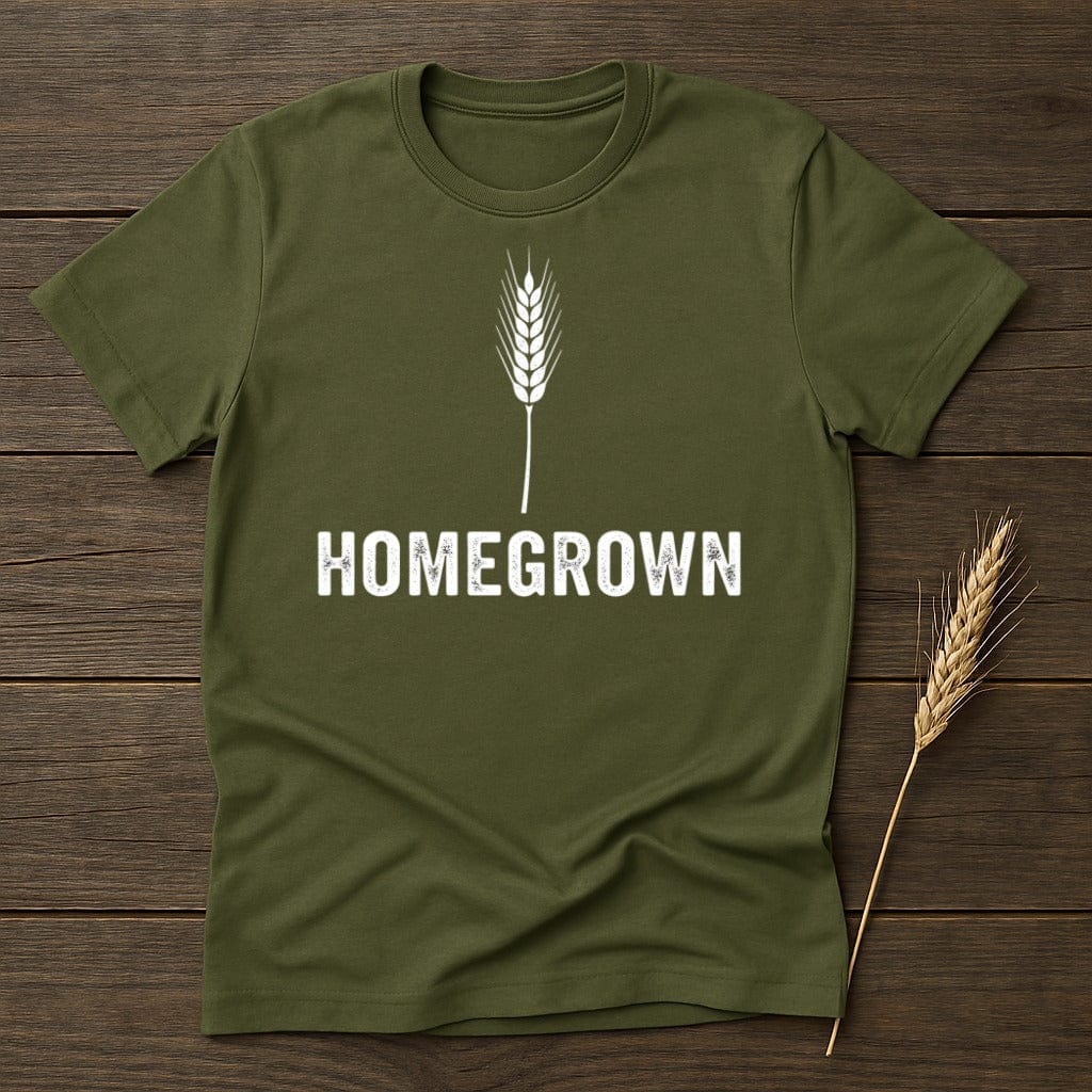 MyDesigns Physical Item S / Military Green White Homegrown Wheat Grain T-Shirt