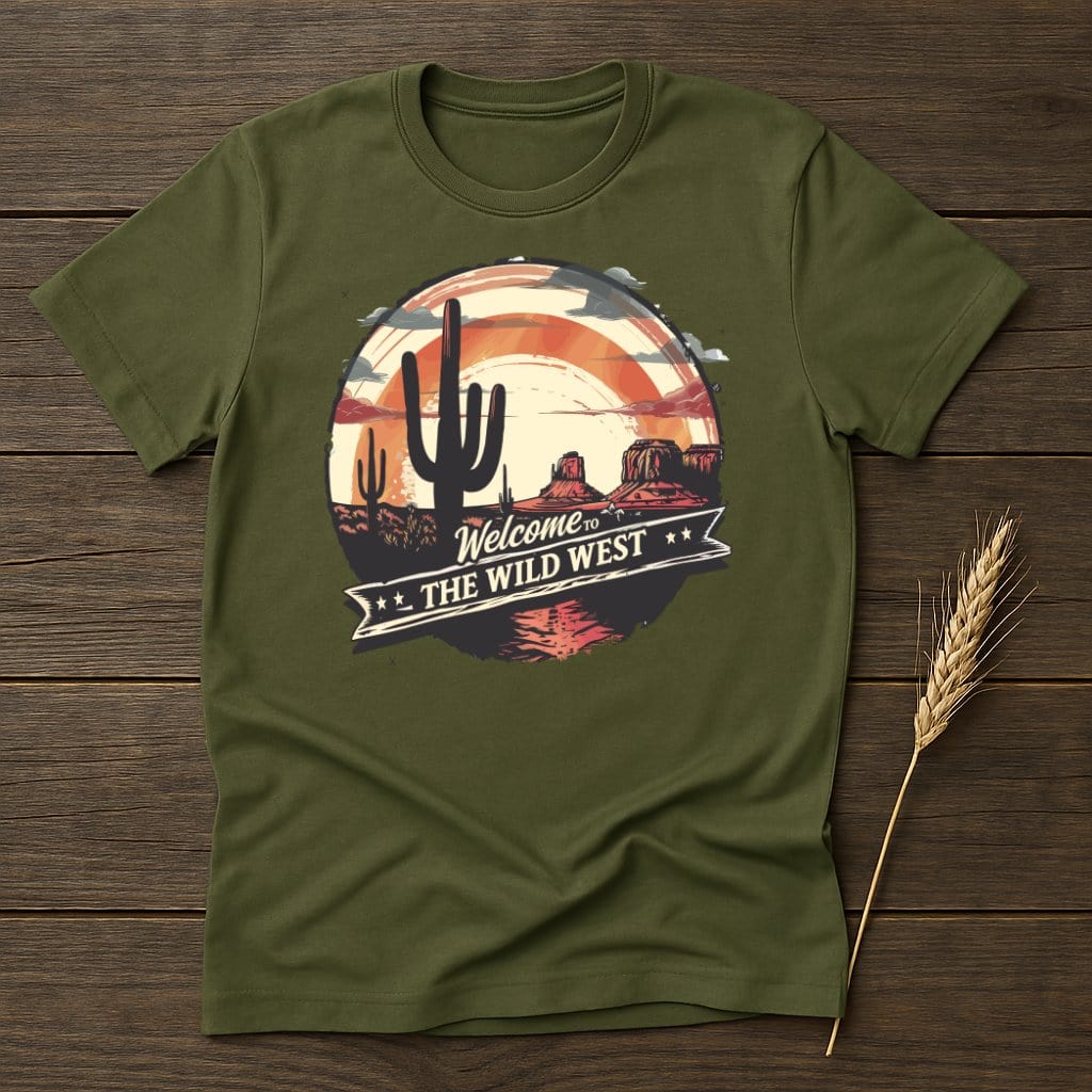MyDesigns Physical Item S / Military Green Wild West Desert Landscape Sunset T-Shirt