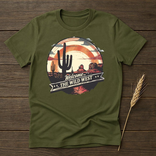 MyDesigns Physical Item S / Military Green Wild West Desert Landscape Sunset T-Shirt