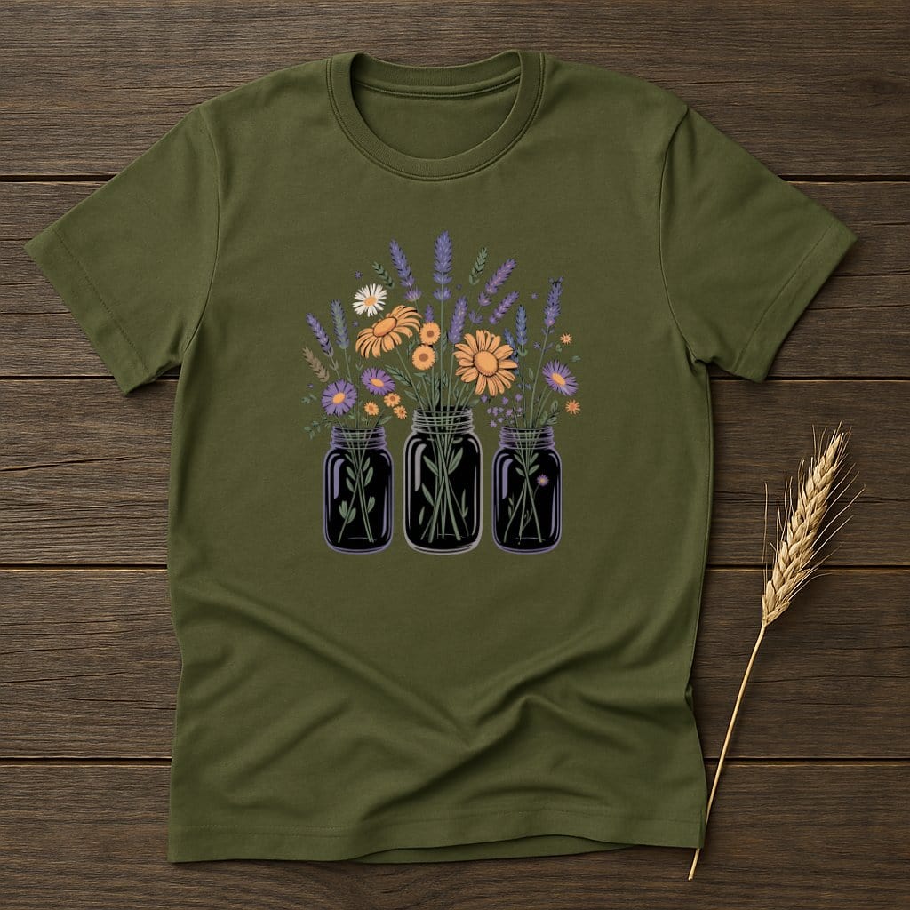 MyDesigns Physical Item S / Military Green Wildflower Bouquets T-Shirt