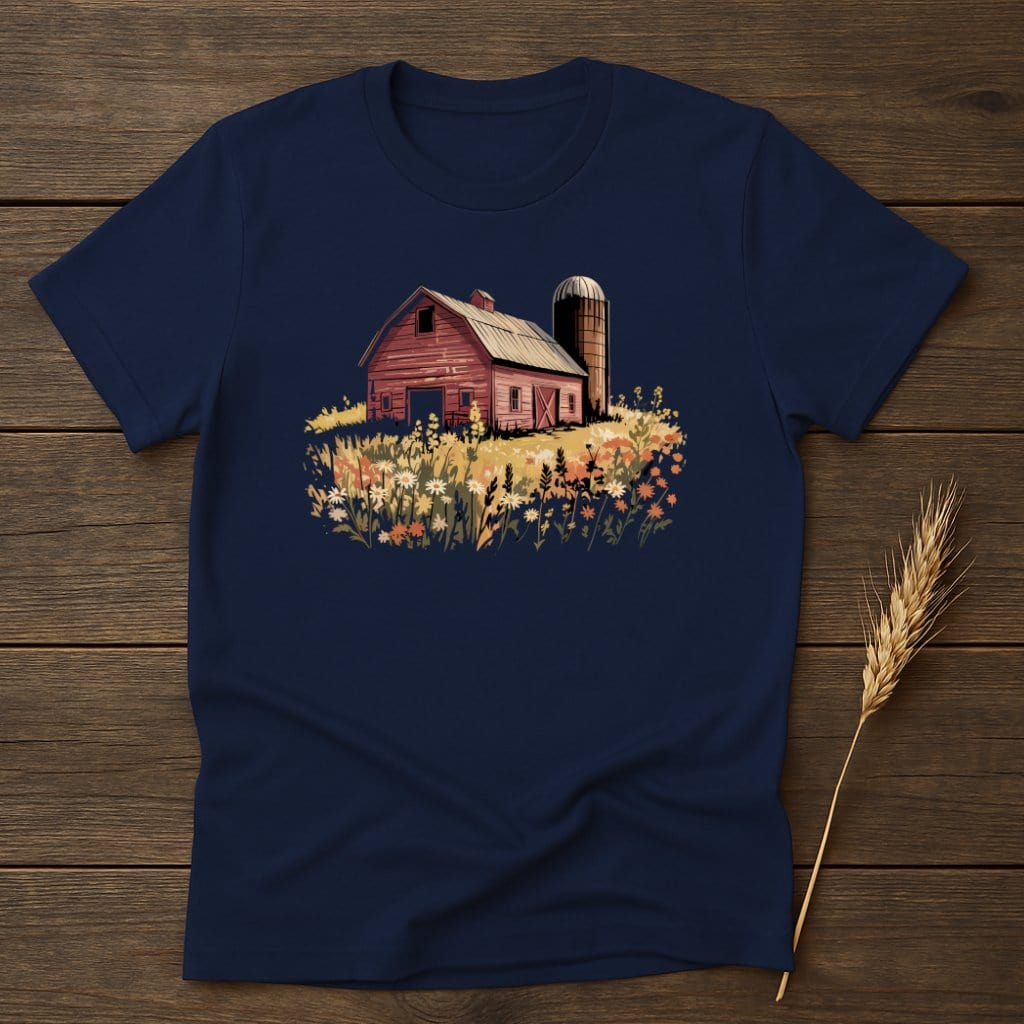 MyDesigns Physical Item S / Navy Barn Scene T-Shirt
