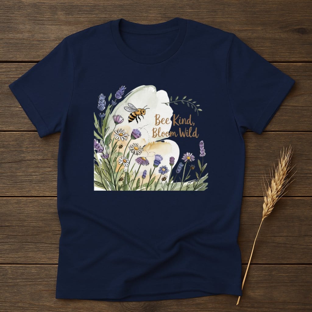 MyDesigns Physical Item S / Navy Bee Kind Bloom Wild Floral T-Shirt
