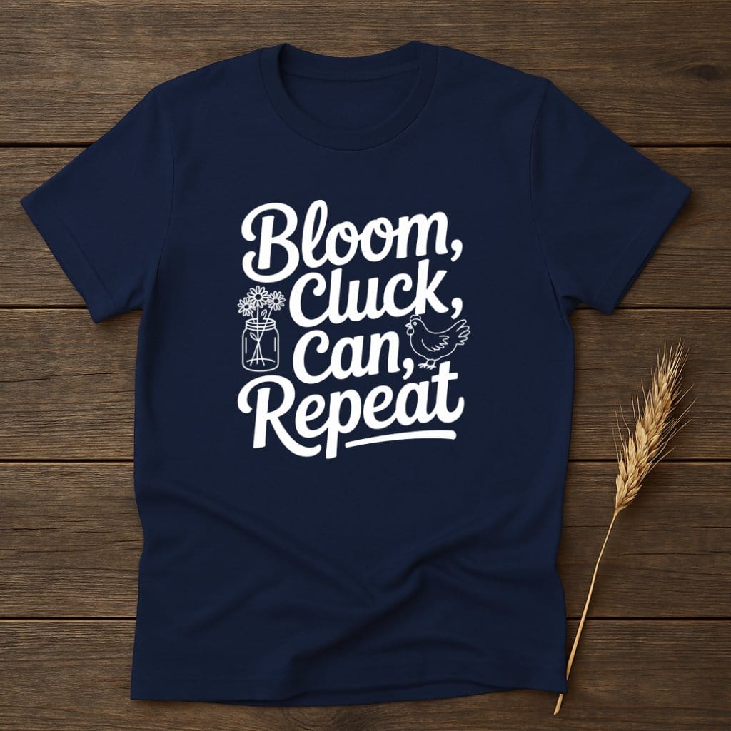 MyDesigns Physical Item S / Navy Bloom Cluck Can Repeat T-Shirts
