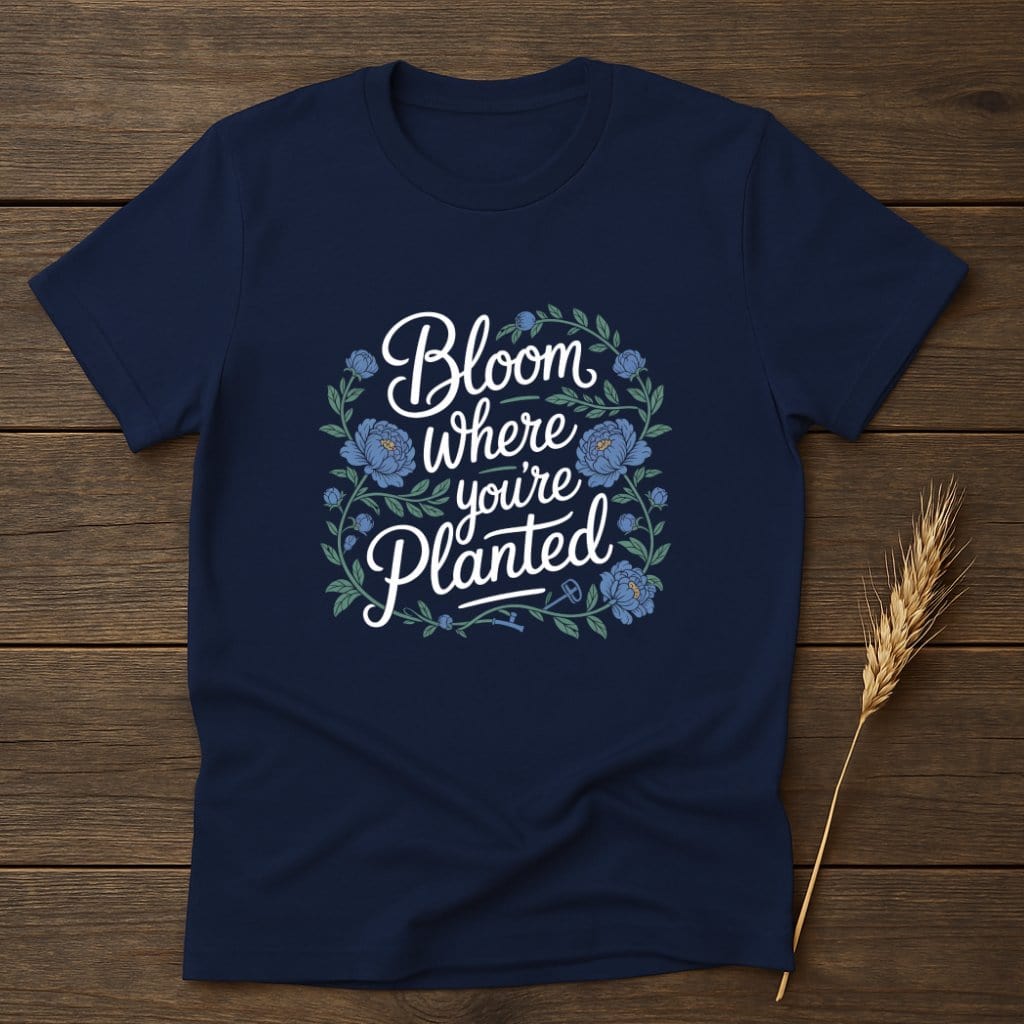 MyDesigns Physical Item S / Navy Bloom Where You're Planted T-Shirts