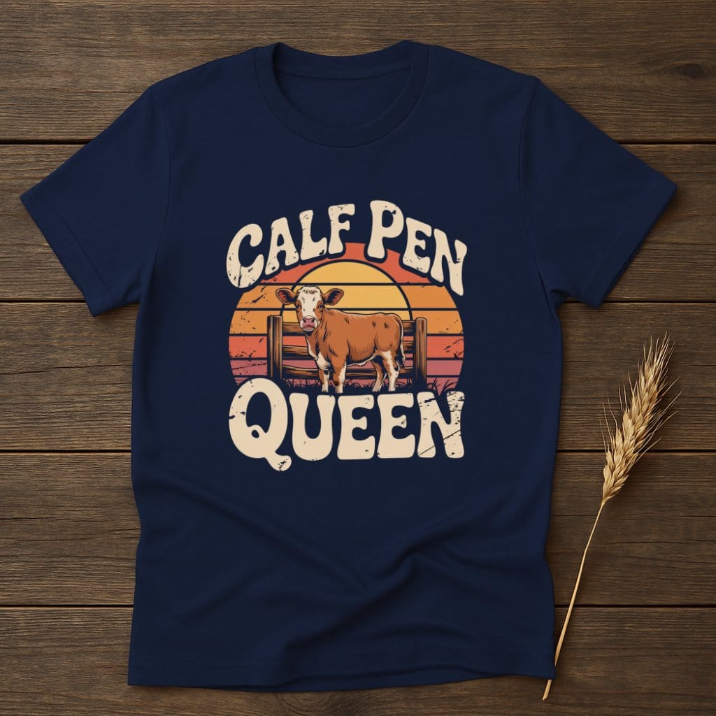 MyDesigns Physical Item S / Navy Calf Pen Queen Retro T-Shirts