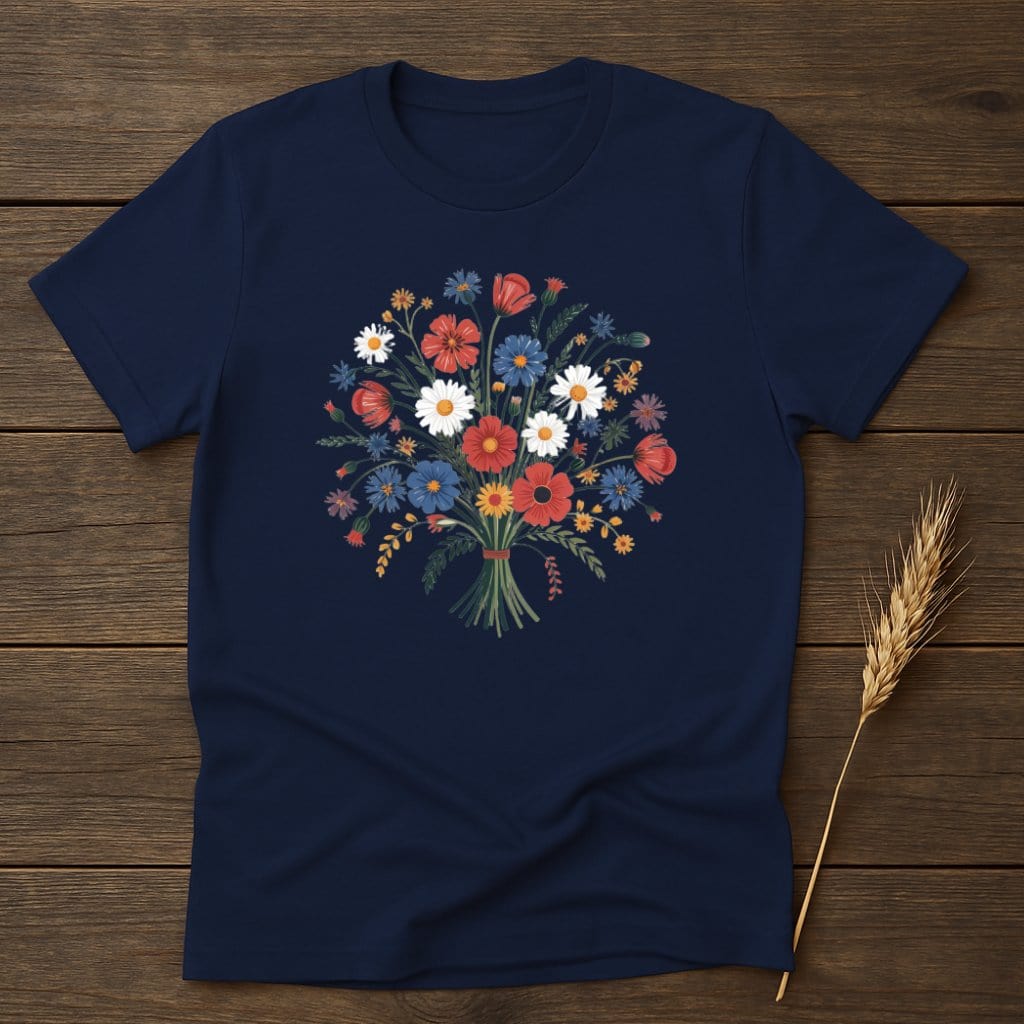 MyDesigns Physical Item S / Navy Charming Bouquet T-Shirt
