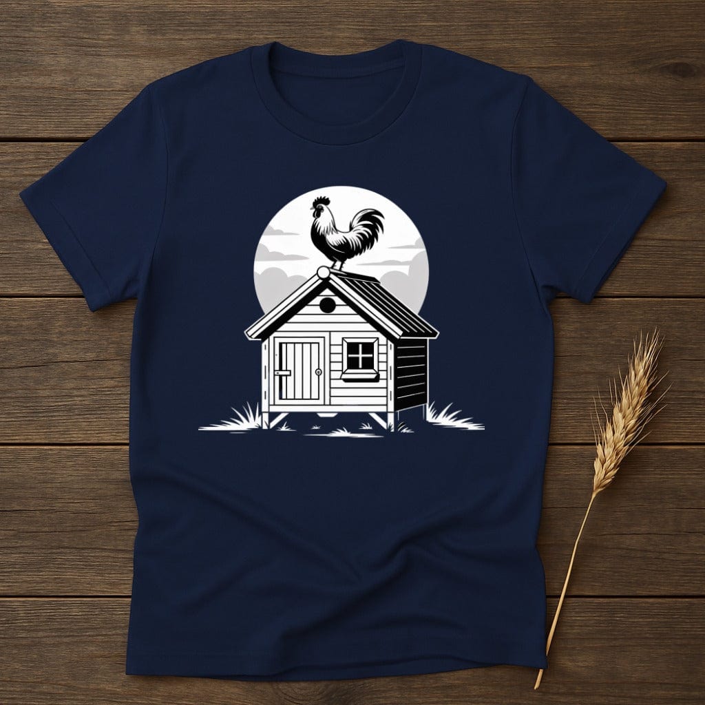 MyDesigns Physical Item S / Navy Chicken on House T-Shirt