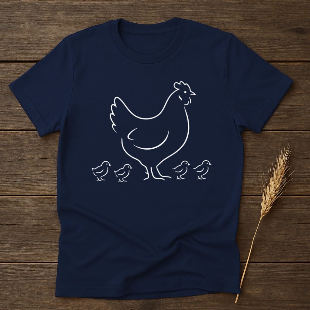 MyDesigns Physical Item S / Navy Chicken with Her Chicks T-Shirt