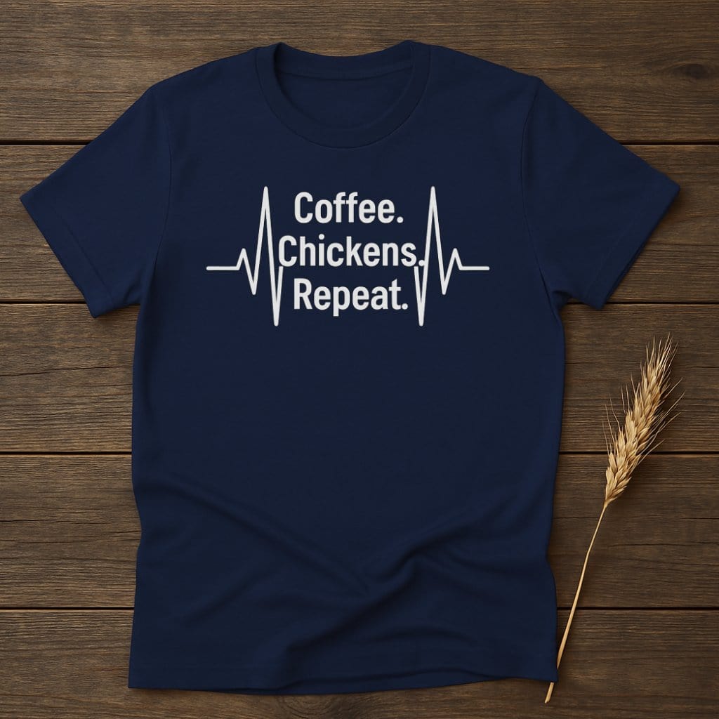 MyDesigns Physical Item S / Navy Coffee Chickens Repeat T-Shirts