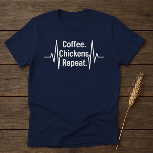 MyDesigns Physical Item S / Navy Coffee Chickens Repeat T-Shirts