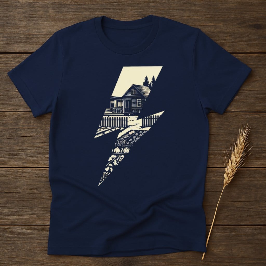 MyDesigns Physical Item S / Navy Cozy Cabin Lightning Strike T-Shirts