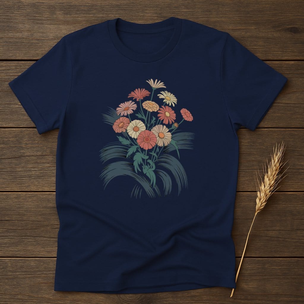 MyDesigns Physical Item S / Navy Daisy Bouquet T-Shirt