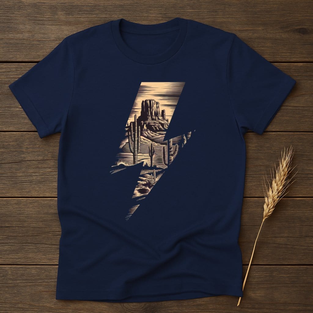 MyDesigns Physical Item S / Navy Desert Lightning Bolt T-Shirts