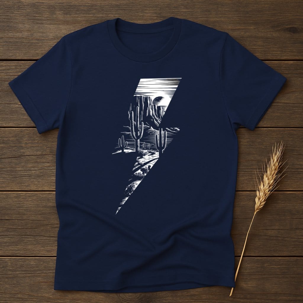 MyDesigns Physical Item S / Navy Desert Lightning Bolt T-Shirts