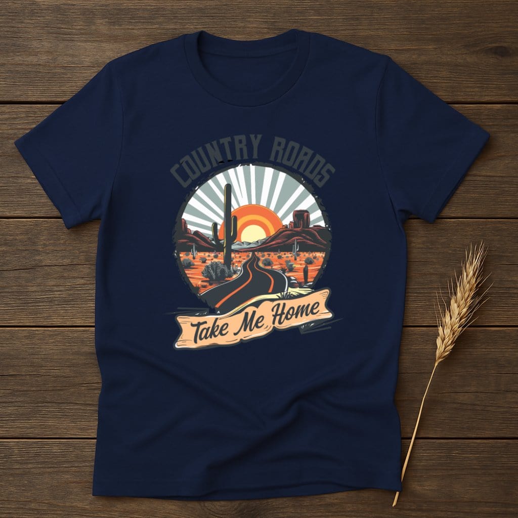 MyDesigns Physical Item S / Navy Desert Sunset Country Roads T-Shirt