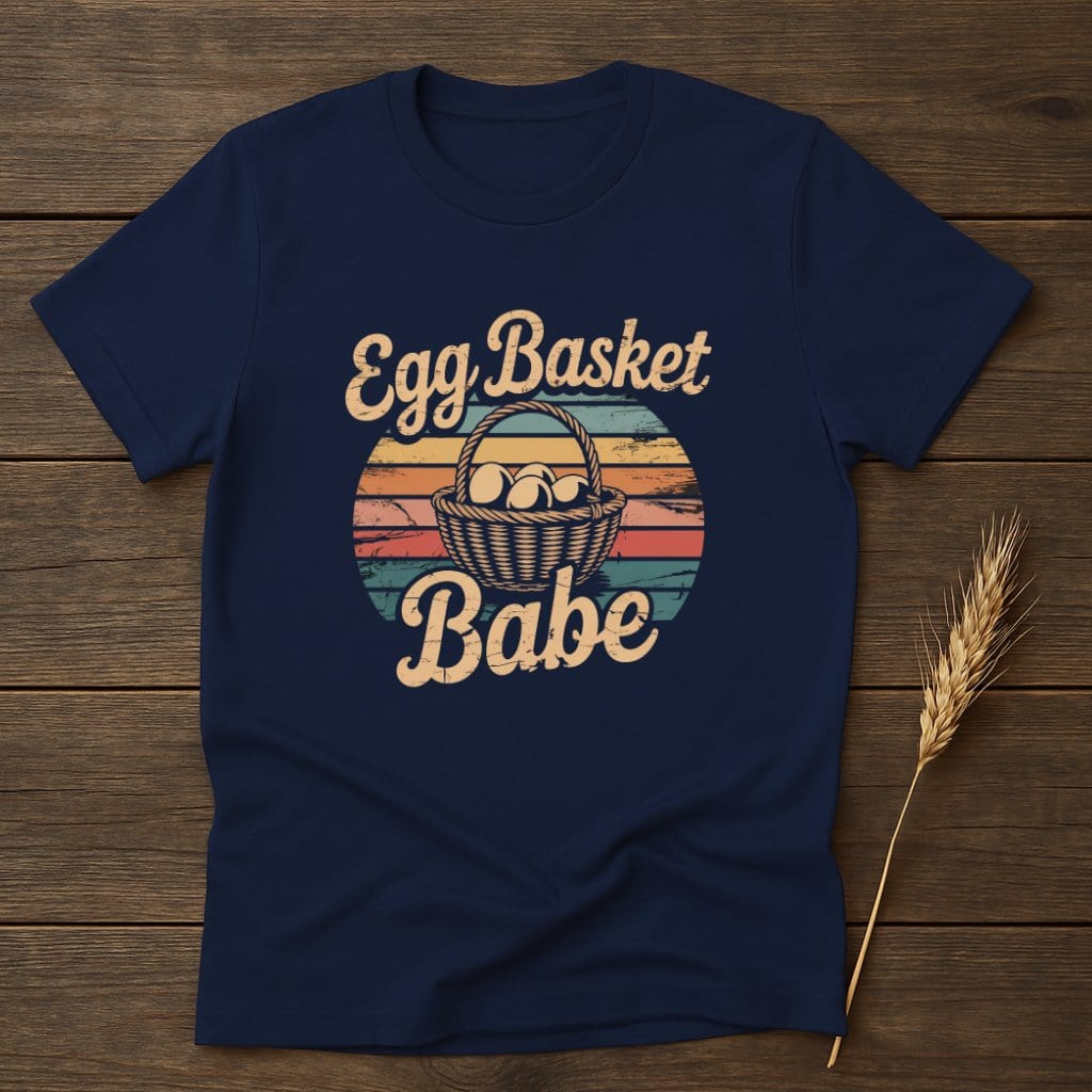 MyDesigns Physical Item S / Navy Egg Basket Babe Retro T-Shirts