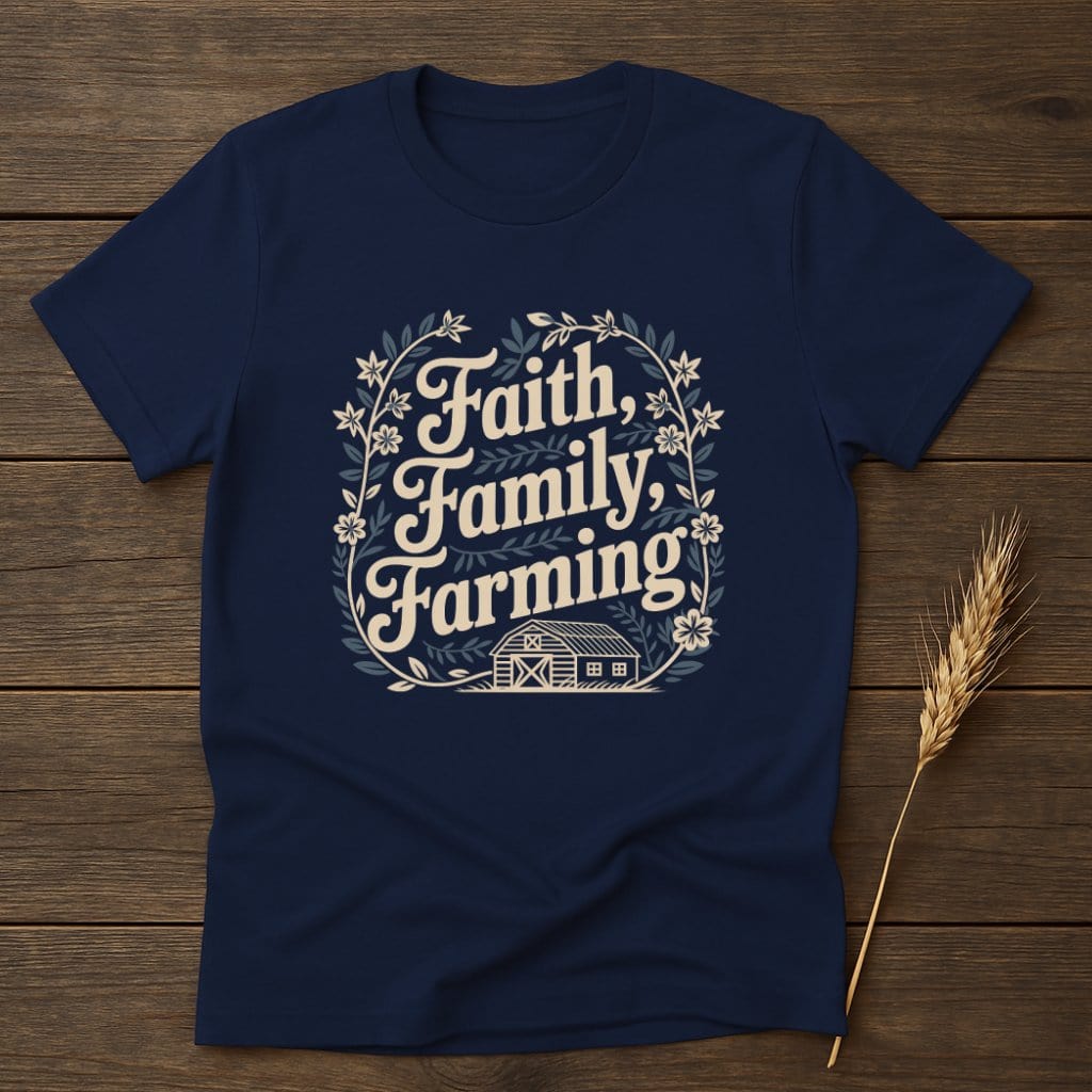 MyDesigns Physical Item S / Navy Faith Family Farming T-Shirts