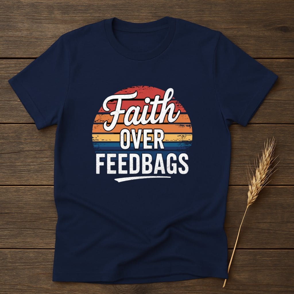 MyDesigns Physical Item S / Navy Faith Over Feedbags Retro T-Shirts