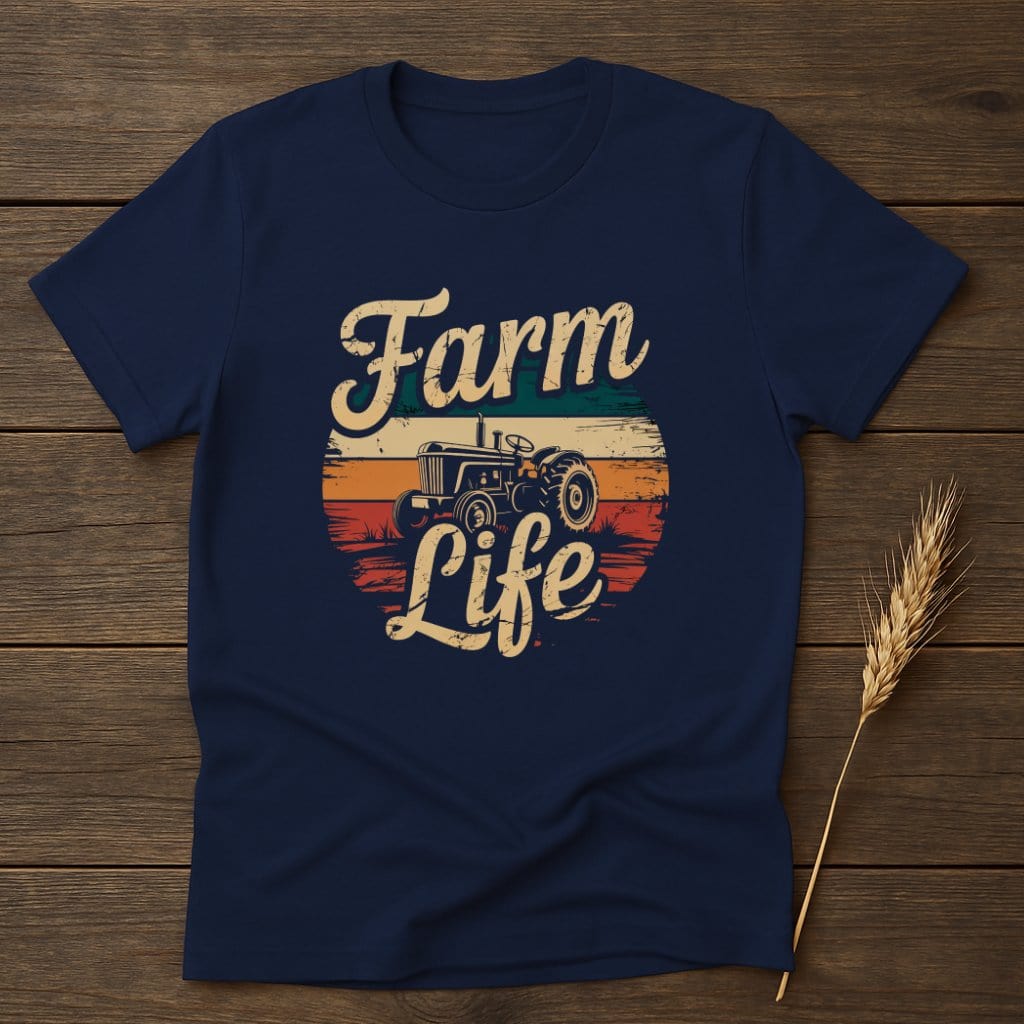 MyDesigns Physical Item S / Navy Farm Life Retro T-Shirts