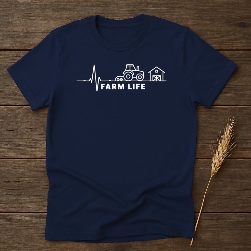 MyDesigns Physical Item S / Navy Farm Life Tractor Heartbeat T-Shirt