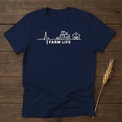 MyDesigns Physical Item S / Navy Farm Life Tractor Heartbeat T-Shirt