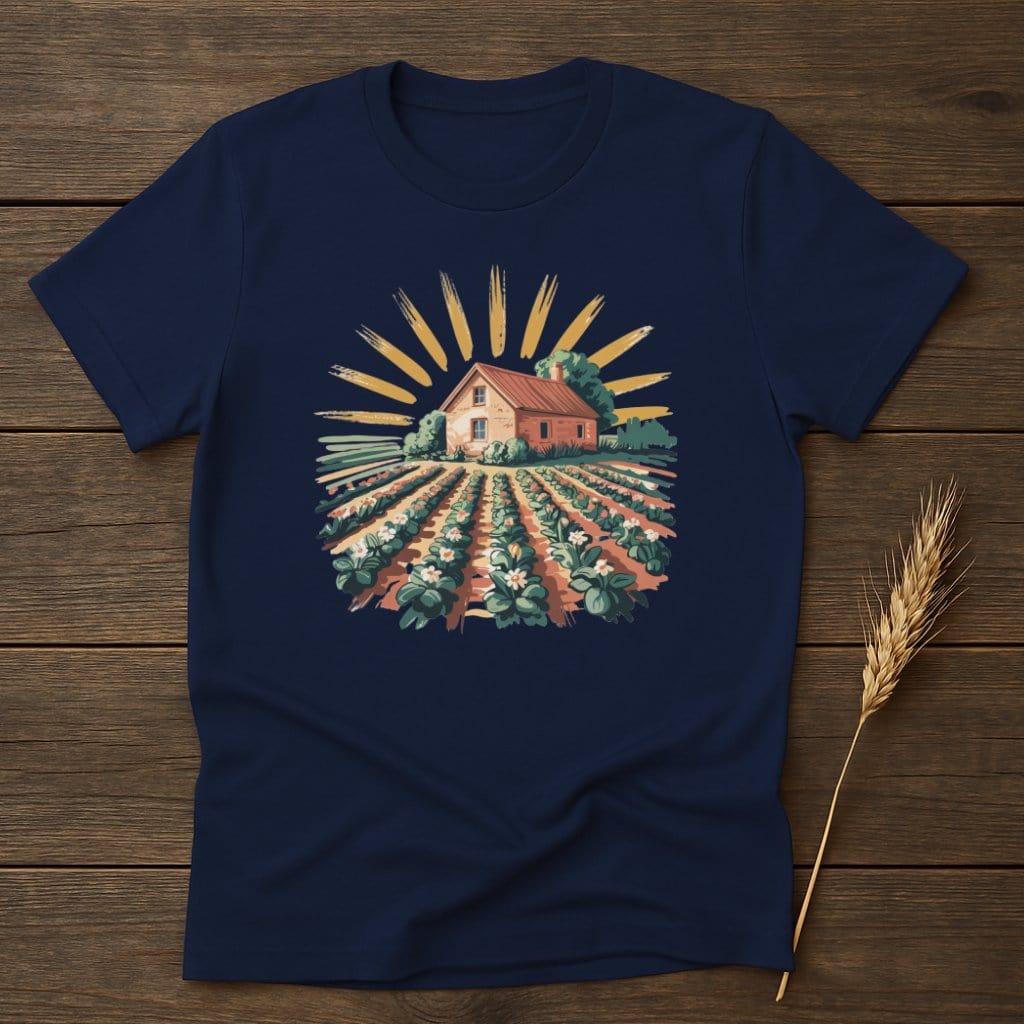 MyDesigns Physical Item S / Navy Farmhouse and Flowers T-Shirt