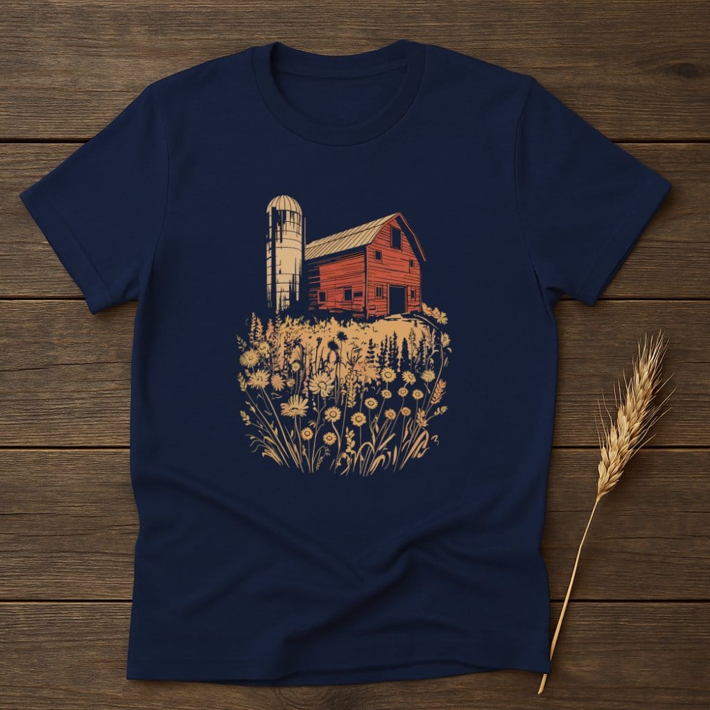MyDesigns Physical Item S / Navy Farmhouse Barn T-Shirt