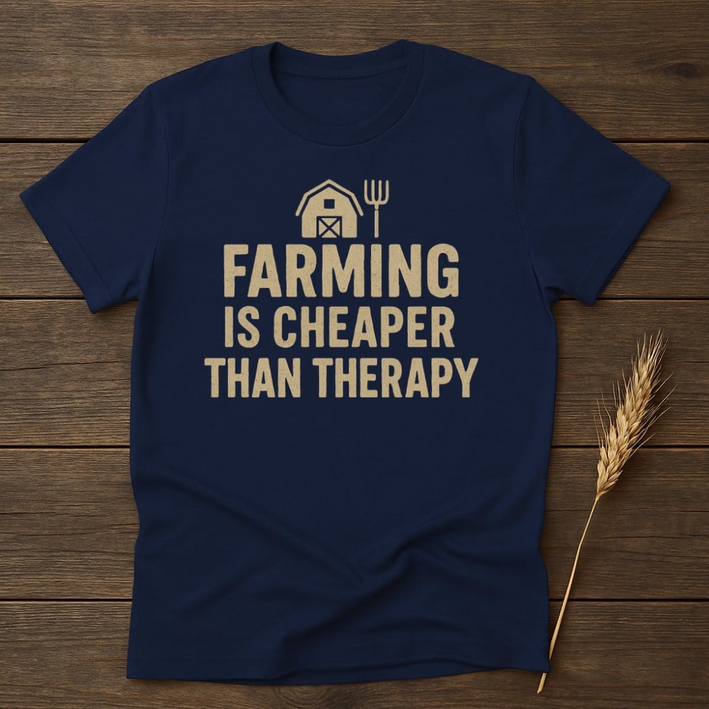 MyDesigns Physical Item S / Navy Farming Is Cheaper Than Therapy T-Shirt