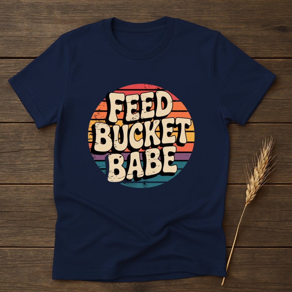 MyDesigns Physical Item S / Navy Feed Bucket Babe Retro T-Shirts