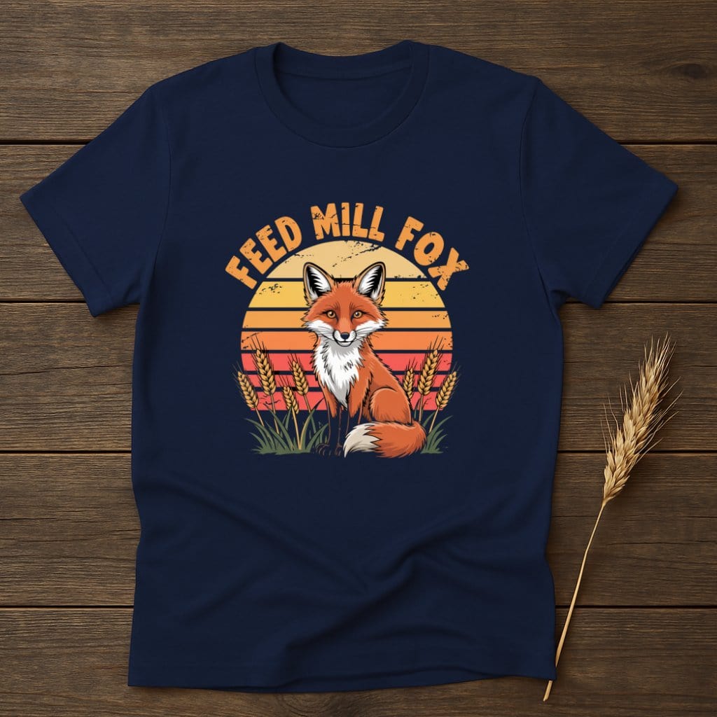 MyDesigns Physical Item S / Navy Feed Mill Fox Retro T-Shirts