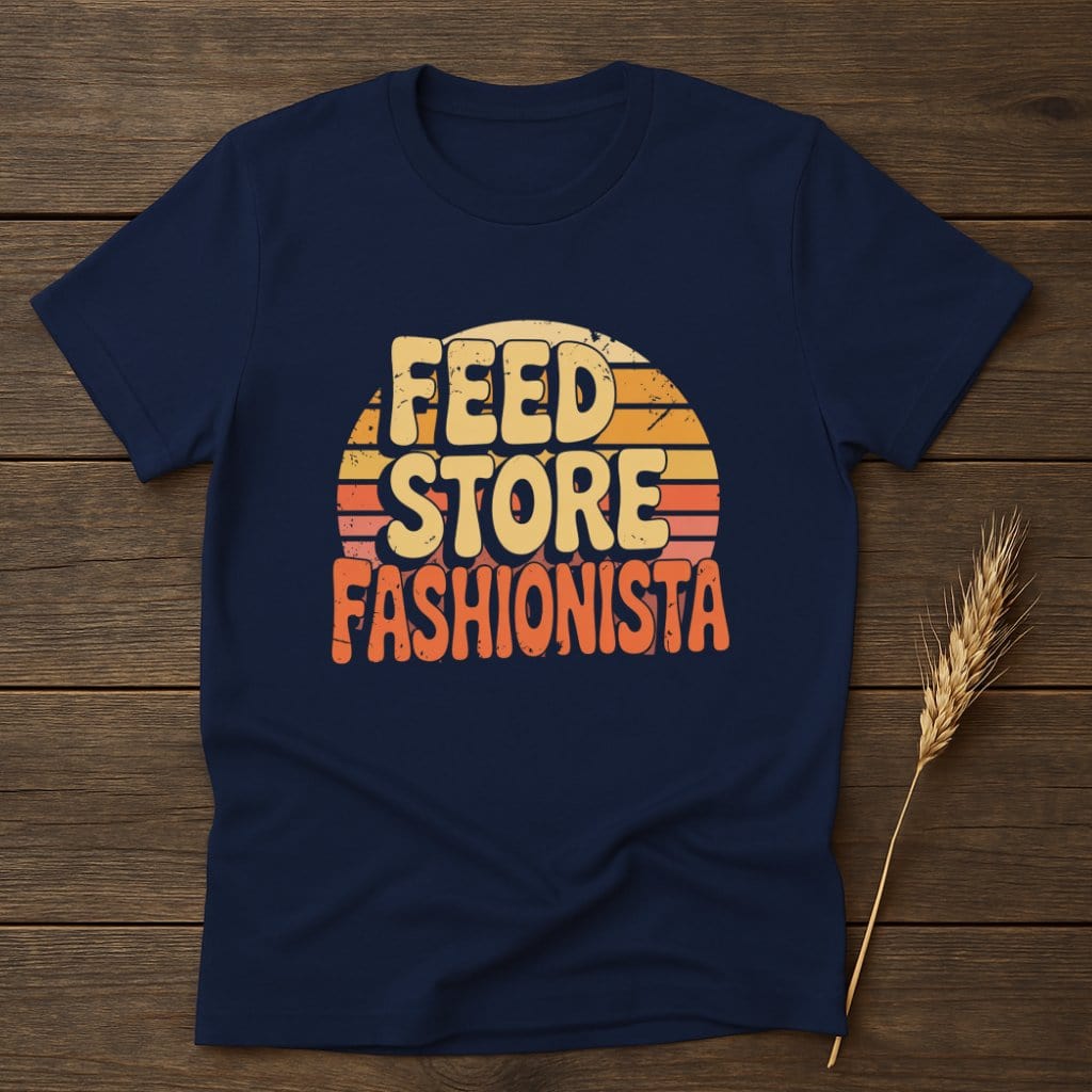MyDesigns Physical Item S / Navy Feed Store Fashionista Retro T-Shirts