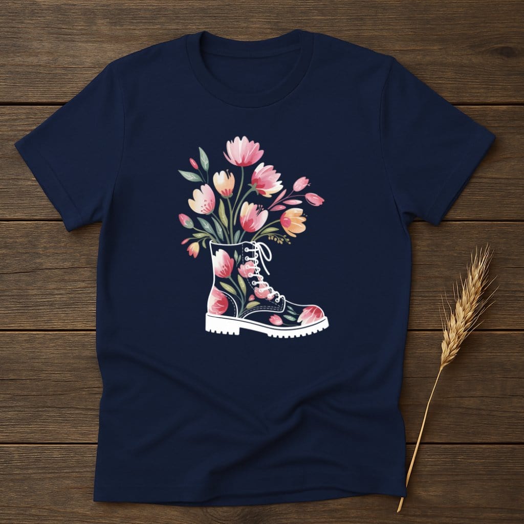 MyDesigns Physical Item S / Navy Floral Bouquet Inside Boot T-Shirt