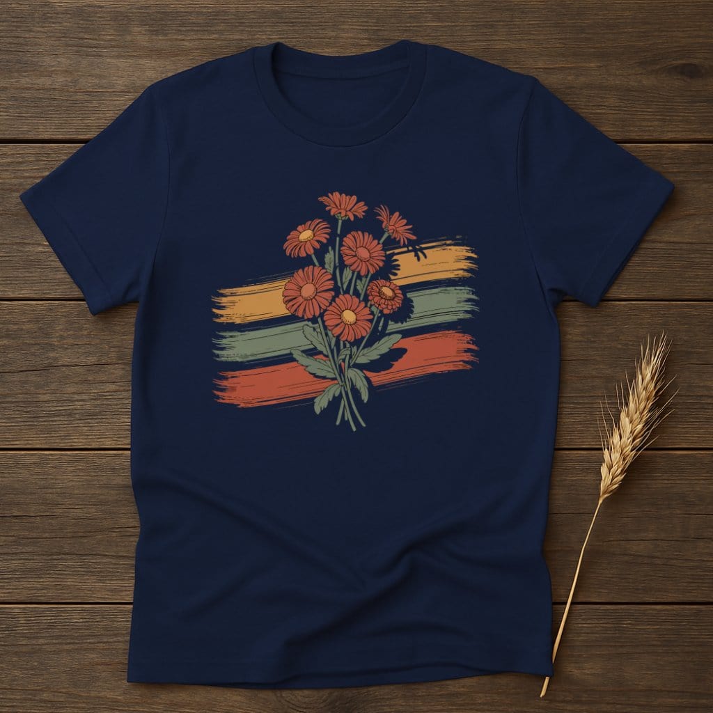 MyDesigns Physical Item S / Navy Floral Brush Strokes T-Shirt