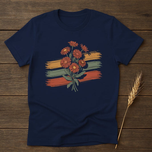MyDesigns Physical Item S / Navy Floral Brush Strokes T-Shirt