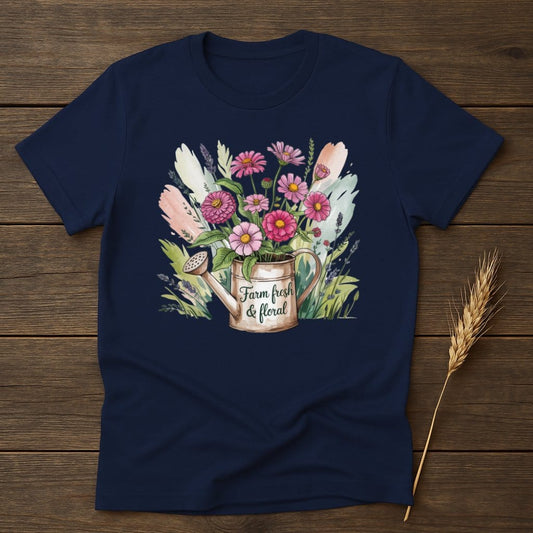 MyDesigns Physical Item S / Navy Floral Watering Can T-Shirt