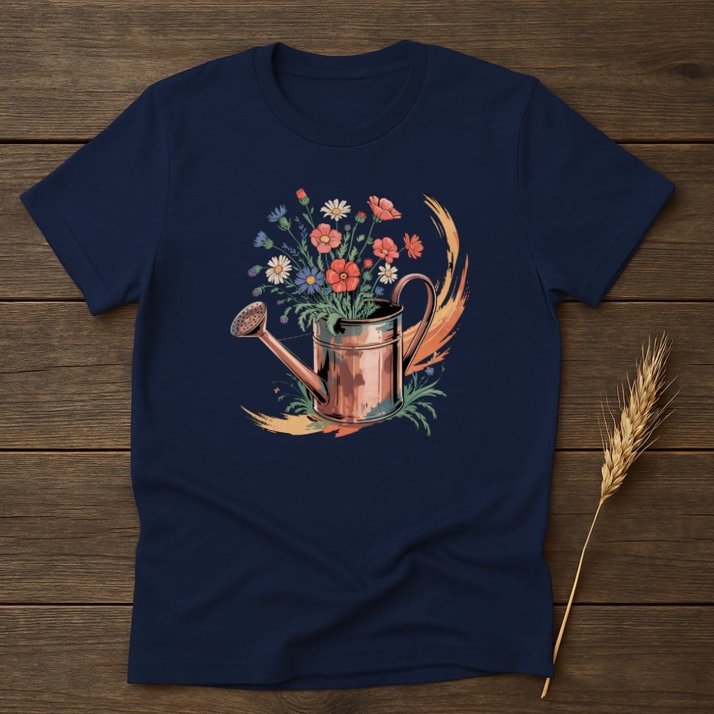MyDesigns Physical Item S / Navy Floral Watering Can T-Shirt