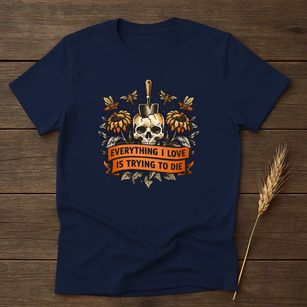 MyDesigns Physical Item S / Navy Flowers And Death T-Shirt