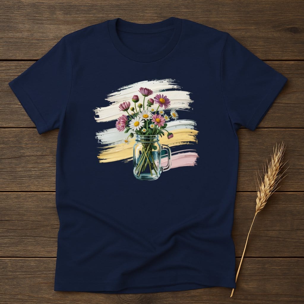 MyDesigns Physical Item S / Navy Flowers in a Jar T-Shirt