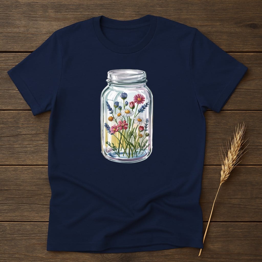MyDesigns Physical Item S / Navy Flowers In Jar T-Shirt