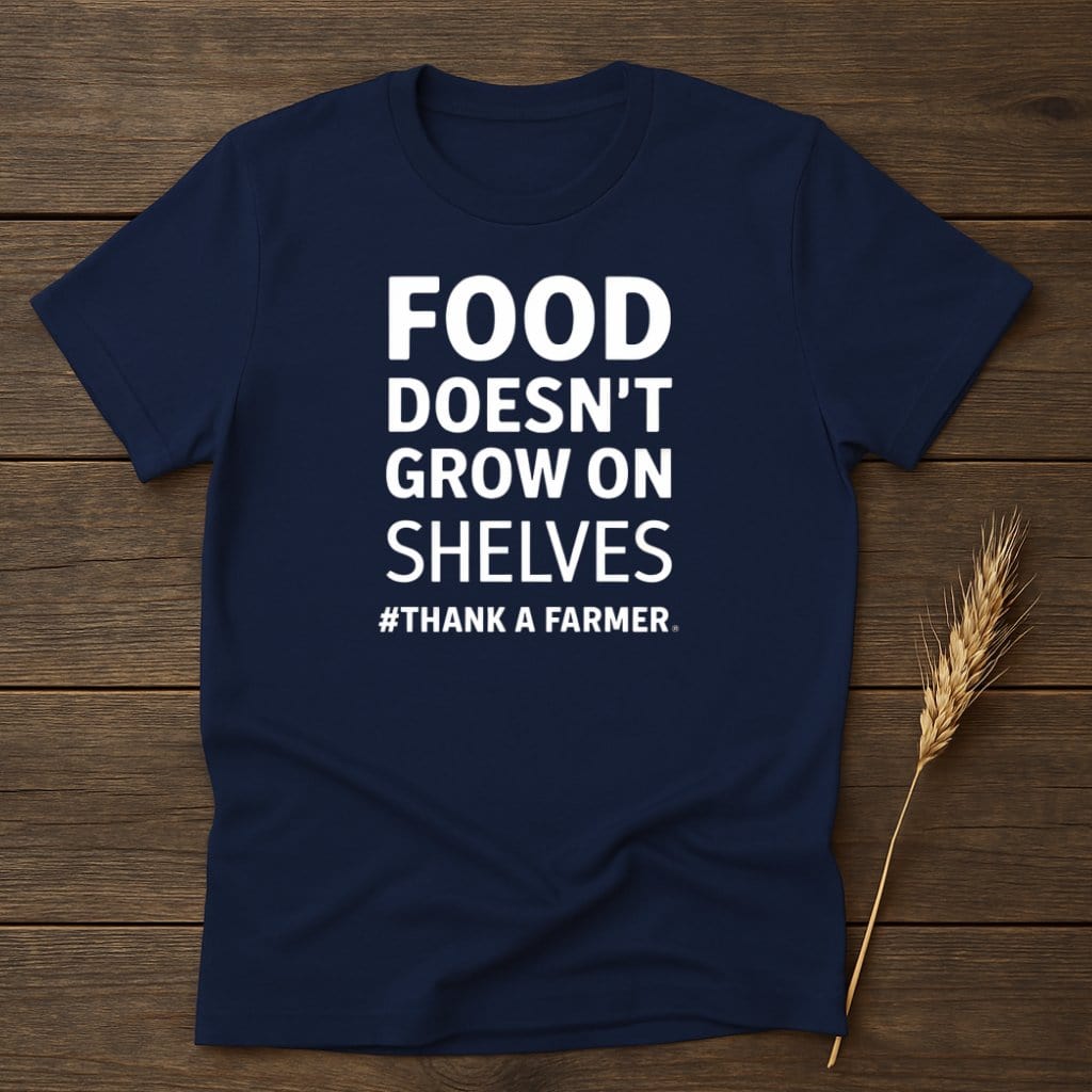 MyDesigns Physical Item S / Navy Food Doesn't Grow On Shelves T-Shirt
