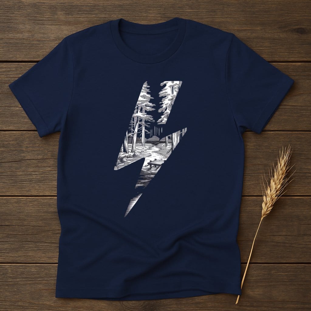 MyDesigns Physical Item S / Navy Forest Lightning T-Shirts