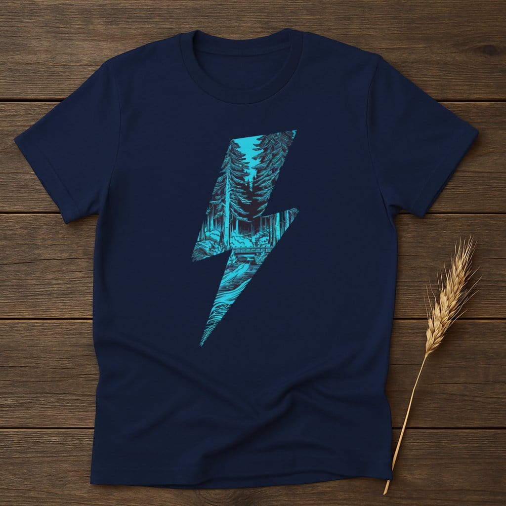 MyDesigns Physical Item S / Navy Forest Lightning T-Shirts