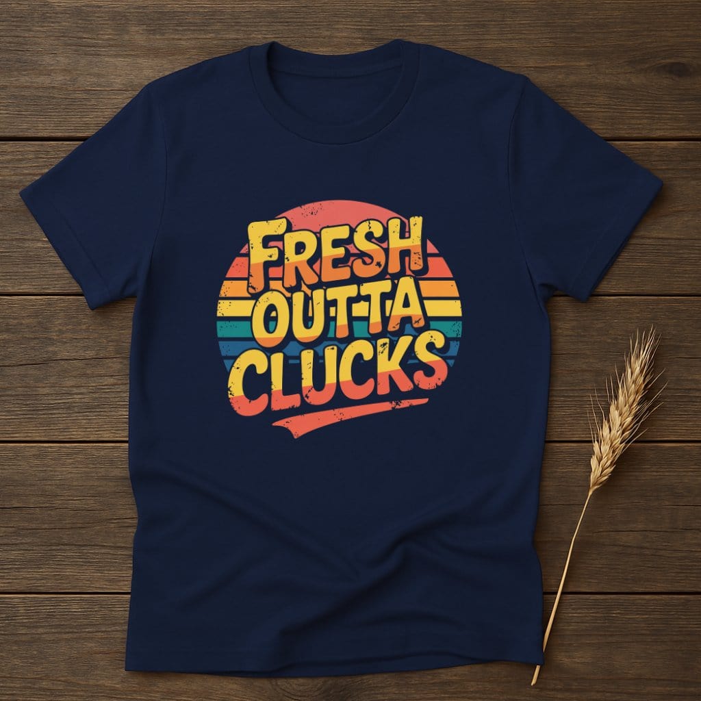 MyDesigns Physical Item S / Navy Fresh Outta Clucks Retro T-Shirts