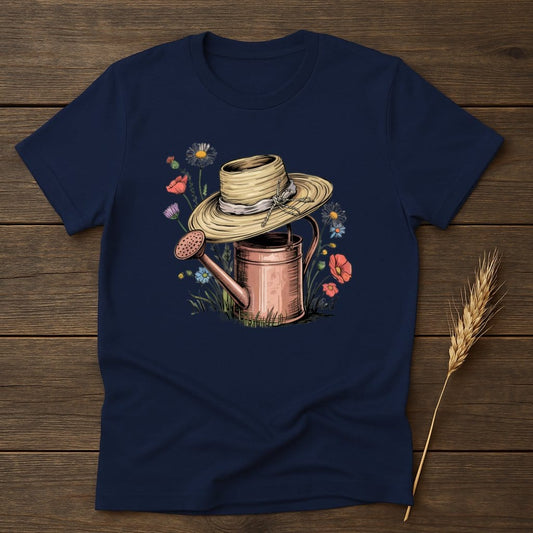 MyDesigns Physical Item S / Navy Garden Hat Watering Can  T-Shirt